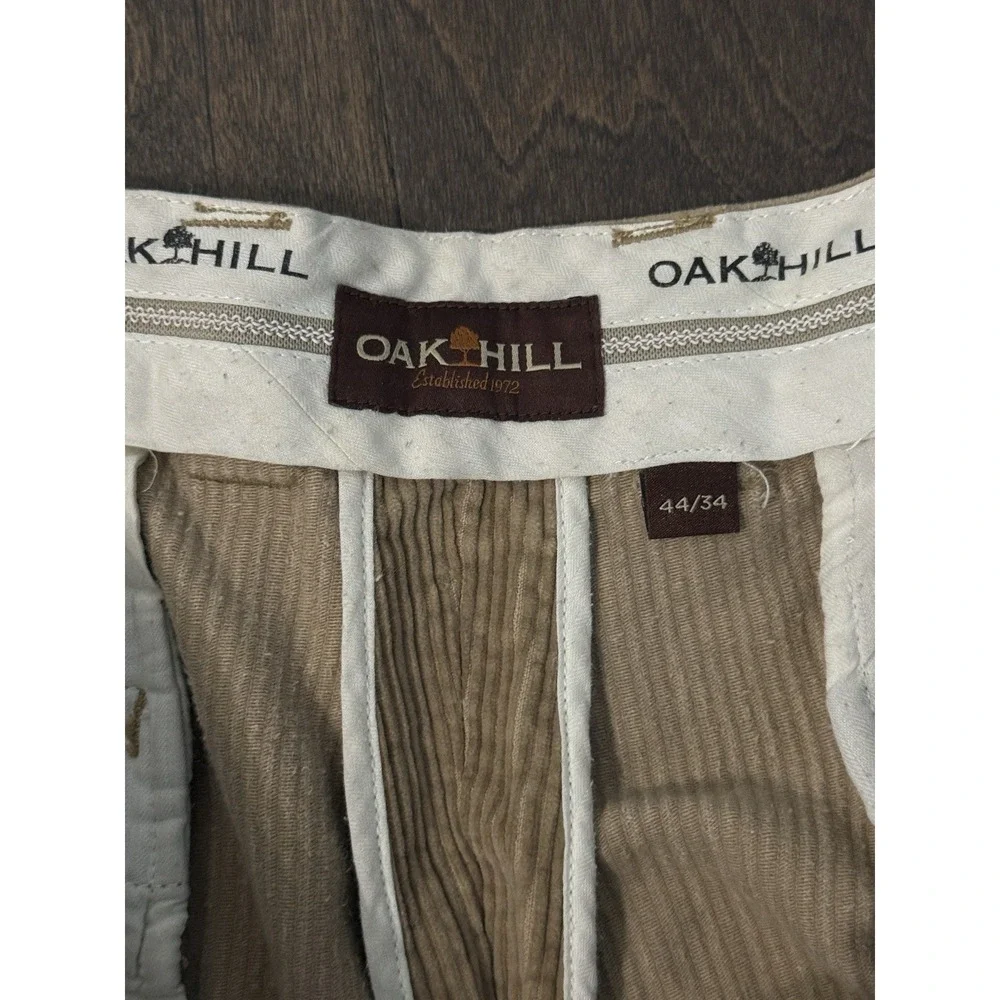 Oak Hill Mens Beige Corduroy‎ Pleated Front Pants Size 44X33 Expandable Waist